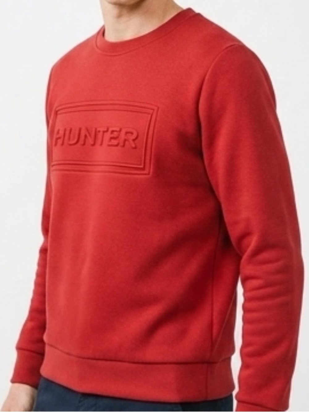 Hunter Red Embossed Logo Sweatshirt Adult Small Small | Crewneck Streetwear